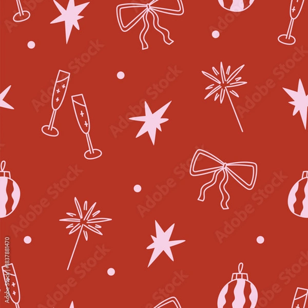 Obraz Doodle Christmas seamless pattern