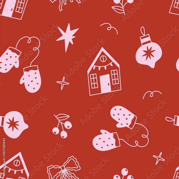 Fototapeta Christmas seamless pattern