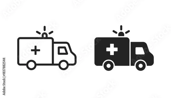 Fototapeta Ambulance icons set. Medical car icon. Ambulance car icon. Emergency medical vehicle symbol