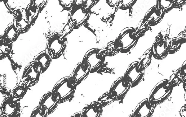 Fototapeta Chrome Chain Vector Pattern Overlay, Black Seamless Chain Background, Abstract Texture Layer for Social Media, Posters, and Digital Design