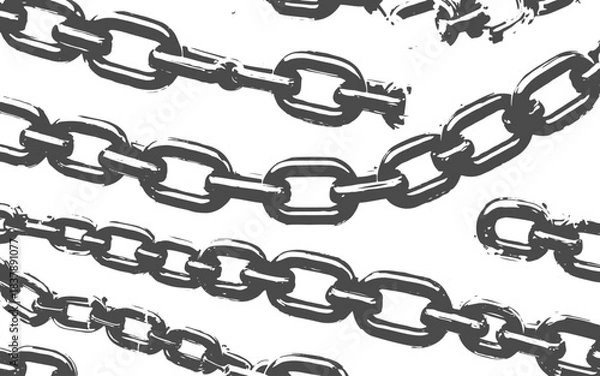 Fototapeta Black Chrome Chain Pattern Overlay, Seamless Vector Background, Abstract Chain Texture for Graphic Design, Banners, and Digital Artwork