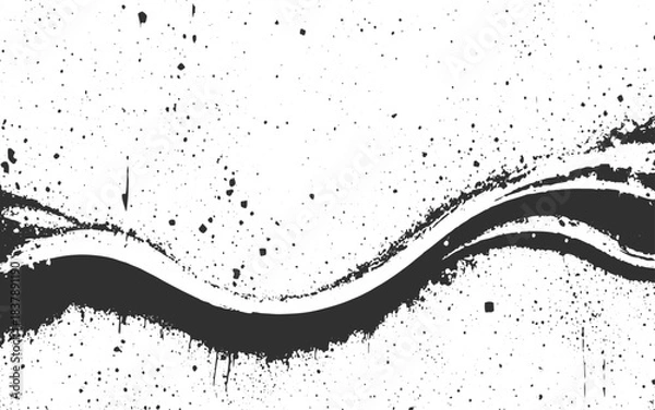 Fototapeta wavy dark brush stroke texture on white background creating expressive minimal abstract artwork