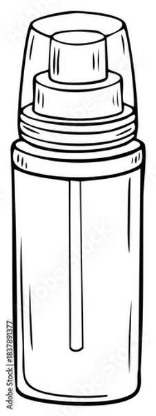 Obraz Illustration of a clear glass spray bottle with a pump dispenser and clear cap