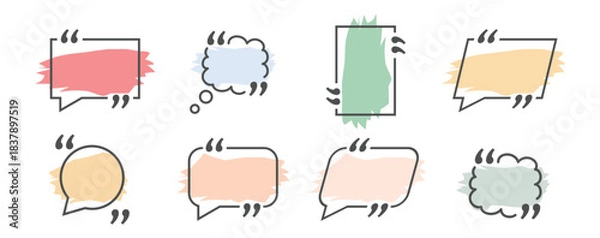 Fototapeta Elevate your content with these artistic quote containers featuring subtle watercolor textures and versatile shapes perfect for testimonials or social media.