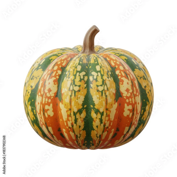 Obraz 3D icon of carnival squash with multicolor pattern, isolated on transparent background
