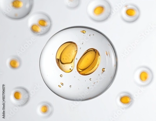 Obraz Spherical transparent cells with amber inclusions