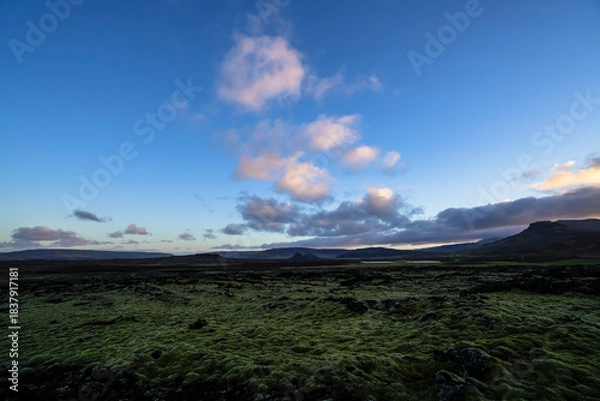 Obraz Scenery with a volcano crater and lava in Iceland