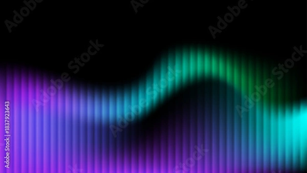 Fototapeta Abstract Neon Gradient Vertical Light Background, Wavy Pattern on Dark Backdrop, Vector Illustration