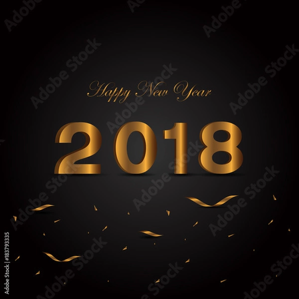 Fototapeta 2018 Happy new year numbers with golden color background.