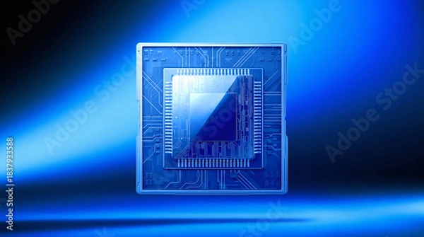 Fototapeta Blue CPU Chip