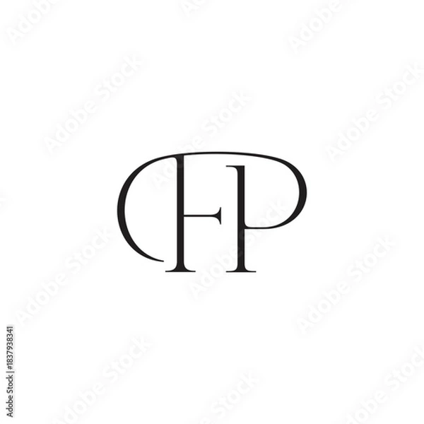 Fototapeta letter fp simple loop elegant linked black logo vector