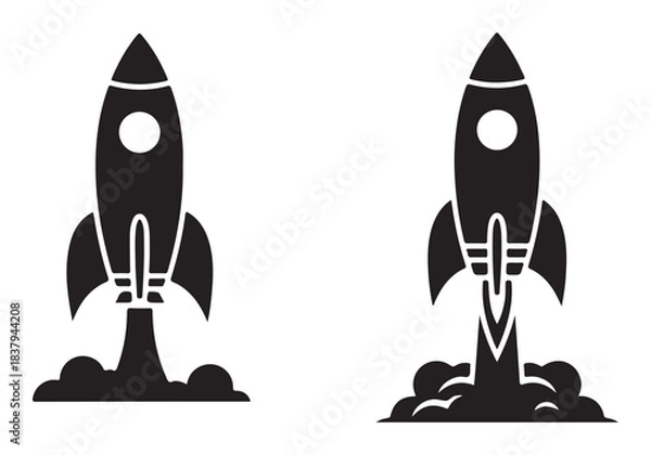 Obraz Rocket icon set. business start up symbol. rocket launching sign. vector silhouette