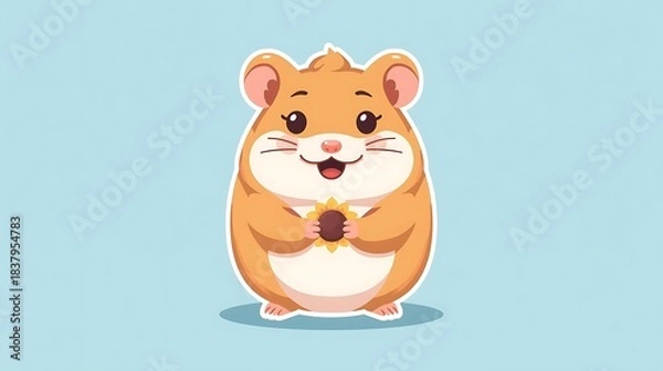 Fototapeta Cute vector cartoon illustration of a happy kitten, a funny domestic pet animal drawing with fur and feline character design