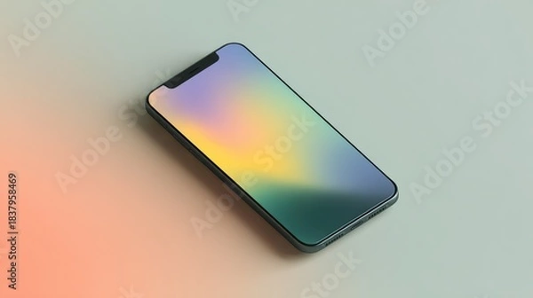 Obraz Minimalistic Smartphone on Abstract Background Displaying Soft Gradient Colors, Perfect for Technology and Digital Product Promotion in Modern Design Projects