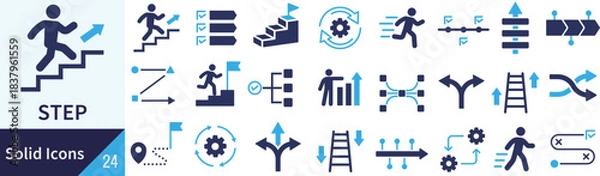 Obraz ベクターのステップに関するシルエットアイコンセット
