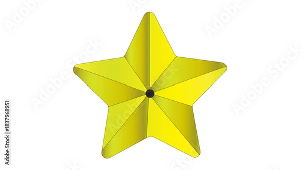 Fototapeta Bright Yellow Three-Dimensional Christmas Star Vector Decoration - Gold Ornament