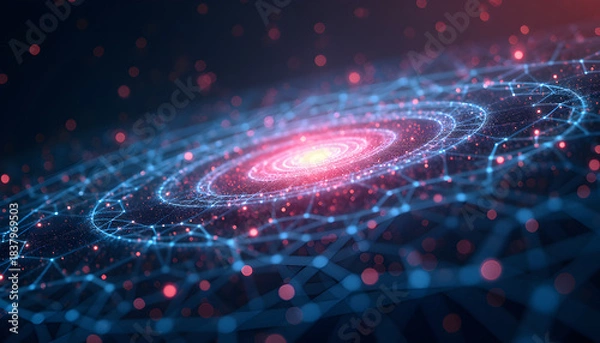 Obraz Big data technology data science analysis artificial intelligence generative AI deep learning machine learning algorithm neural flow network analytics innovation abstract futuristic digital system wit