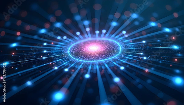 Obraz Big data technology data science analysis artificial intelligence generative AI deep learning machine learning algorithm neural flow network analytics innovation abstract futuristic digital system wit