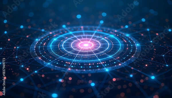 Obraz Big data technology data science analysis artificial intelligence generative AI deep learning machine learning algorithm neural flow network analytics innovation abstract futuristic digital system wit