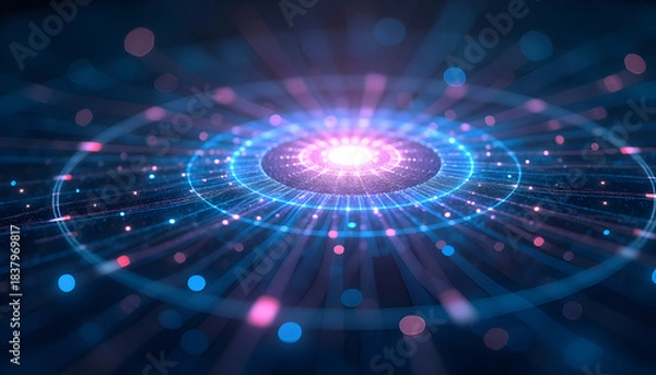 Obraz Big data technology data science analysis artificial intelligence generative AI deep learning machine learning algorithm neural flow network analytics innovation abstract futuristic digital system wit