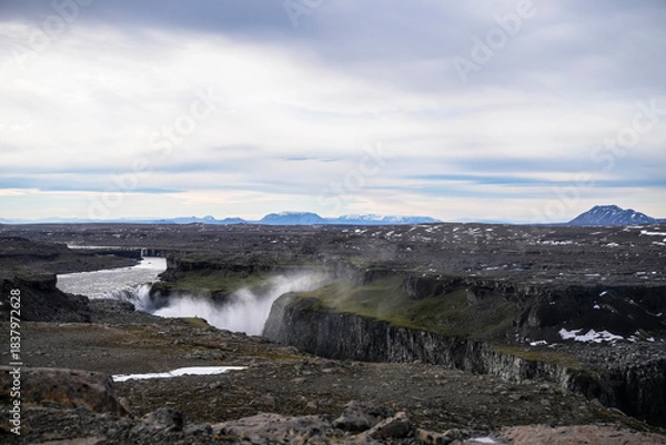 Obraz Scenery with river and canyon around Dettifoss falls - Iceland