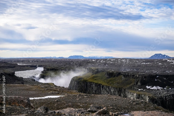 Obraz Scenery with river and canyon around Dettifoss falls - Iceland