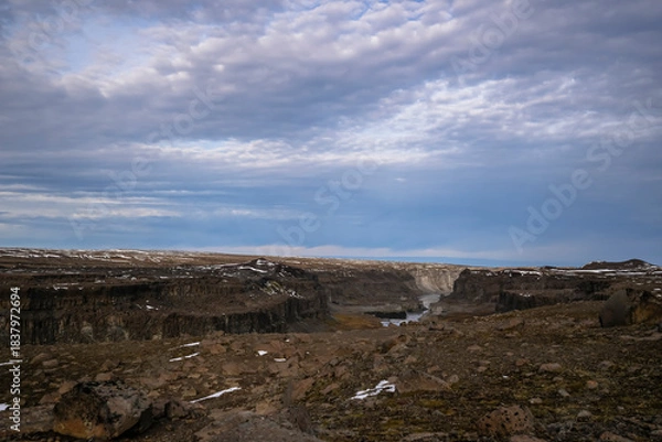 Obraz Scenery with river and canyon around Dettifoss falls - Iceland
