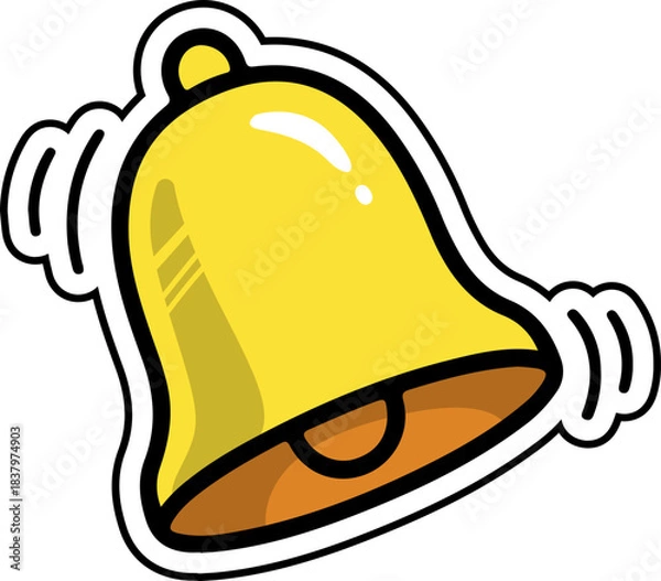 Obraz Cartoon Ringing Bell Icon for Notification and Alert
