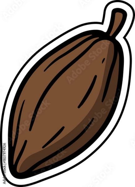 Obraz Cartoon Cacao Pod Isolated Food Ingredient Illustration