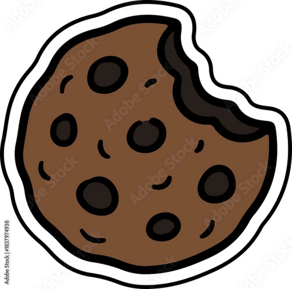 Obraz Bitten Chocolate Chip Cookie Web Icon for Digital Privacy