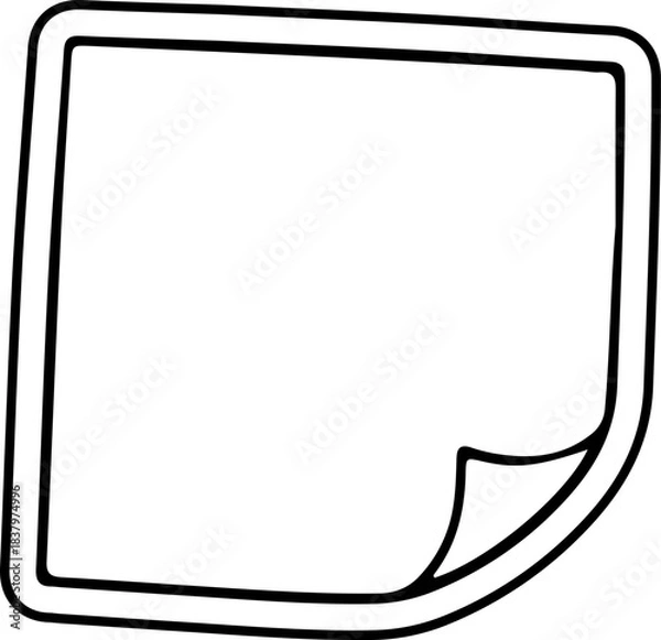 Obraz Blank Sticky Note Hand Drawn Doodle Ready for Your Message
