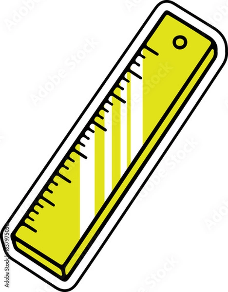 Obraz Simple Graphic Yellow Ruler Measuring Tool for Education and Design