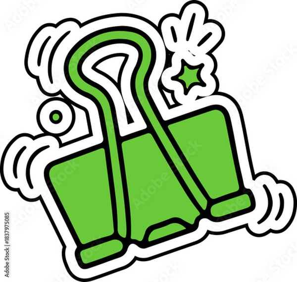 Obraz Vibrant Green Binder Clip Icon for Business and Organization