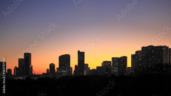 Obraz 東京散歩　夜明け前の汐留湾岸地区