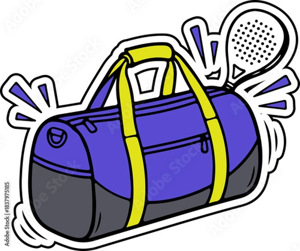 Obraz Cartoon Sports Bag with Paddle Racket Ready for Game