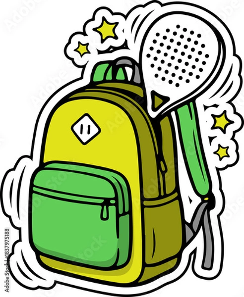 Obraz Dynamic Backpack and Padel Racket for Active Students