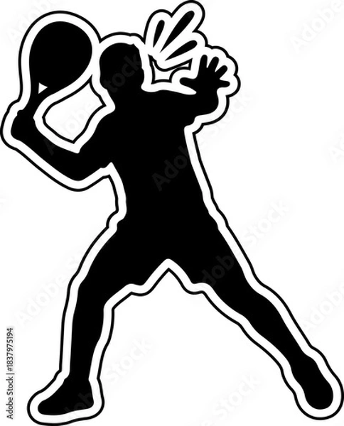 Obraz Badminton Player Silhouette Hitting Shuttlecock Dynamic Action