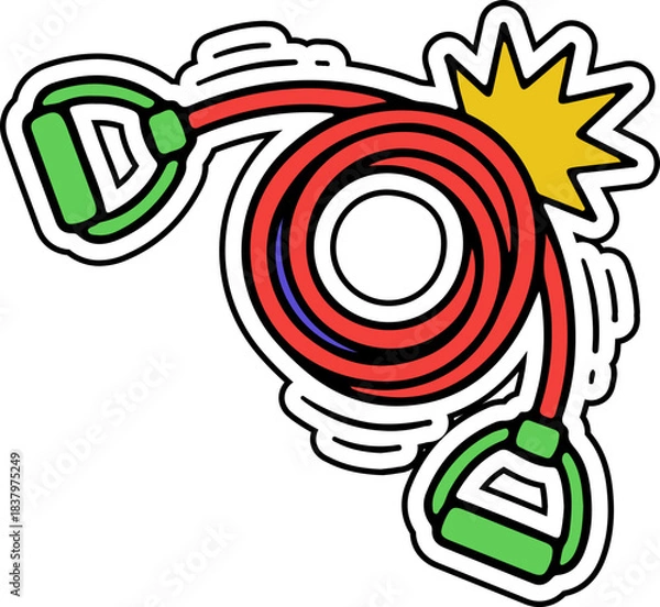 Obraz Cartoon Resistance Band Icon with Dynamic Energy Burst