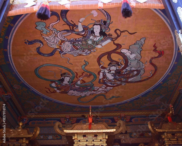 Obraz 日光市　日光東照宮　神輿舎　天女の天井画