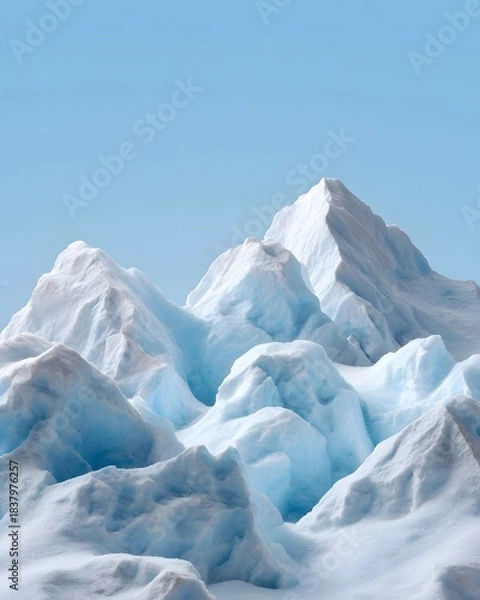 Obraz Stylized snow capped mountain peaks under a clear blue sky