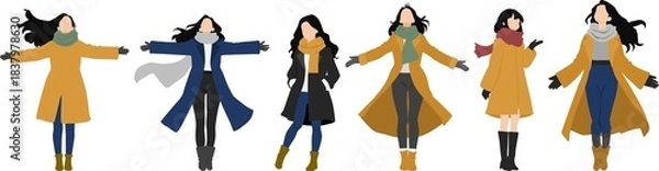 Fototapeta コートをきた女性のイラスト