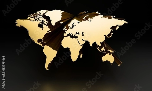 Fototapeta world map on black