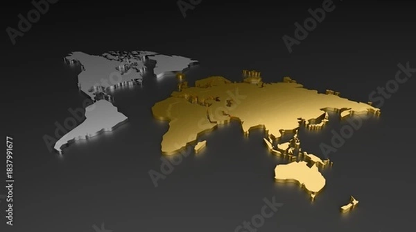 Fototapeta world map on black background