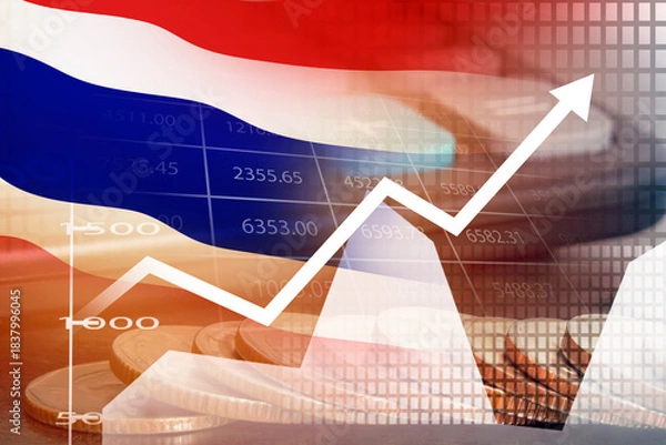Fototapeta Thailand financial graph , business investment growing up trend
