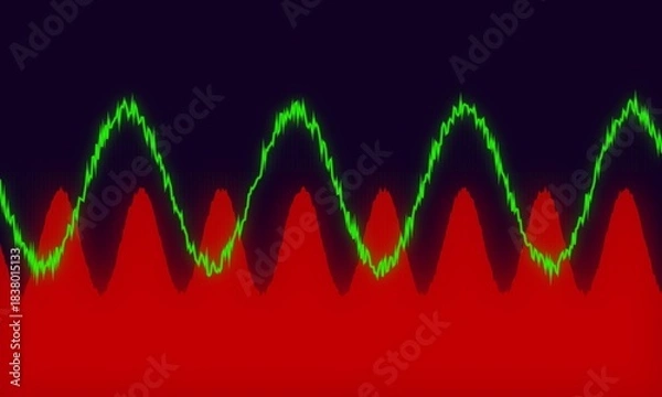 Fototapeta Digital Sound Wave Display Abstract Visualization Red Green Signal Graph