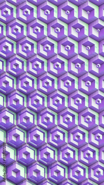 Fototapeta Modular cubes form an architectural relief with undulating dynamics. 3d render