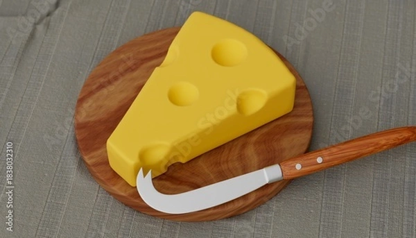 Obraz Cheese and knife on table 3D computer generated image