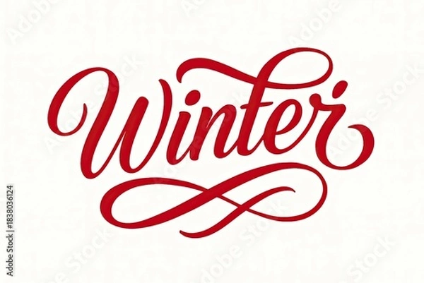 Fototapeta Elegant Red Winter Calligraphy
