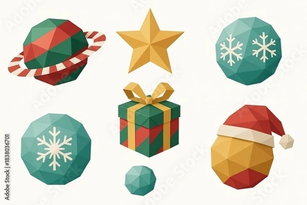 Fototapeta Festive Geometric Christmas Elements