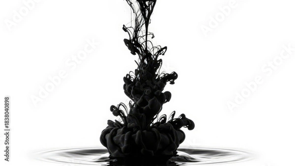 Obraz Abstract Black Ink in Water: Dynamic Fluid Motion, Artistic Smoke-like Shapes, and Smooth Liquid Texture on a Clean White Background